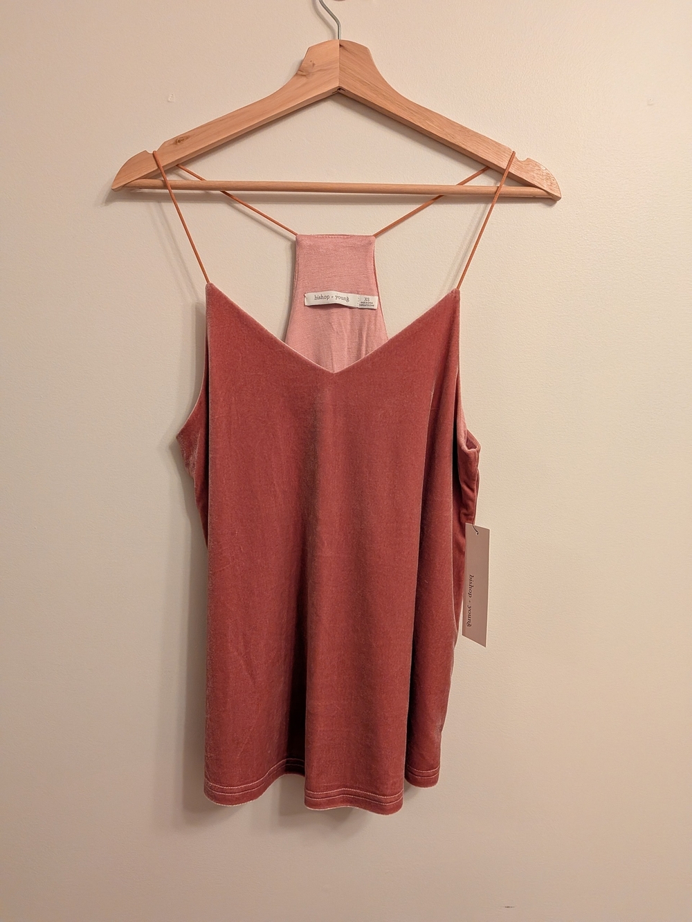 bishop + young Rose Velvet V-Neck Top xs